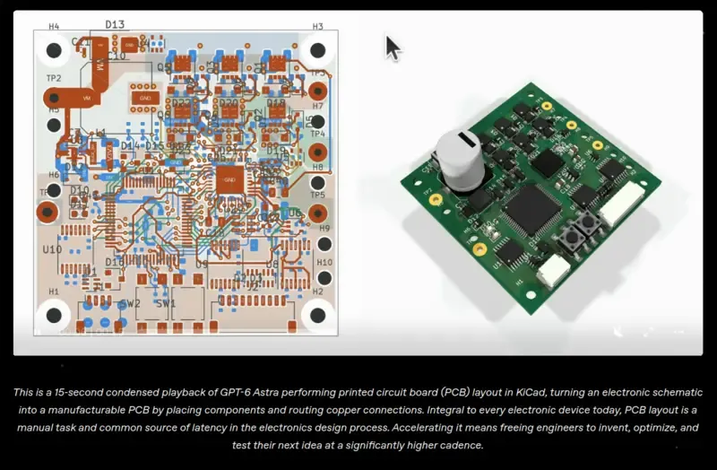 GPT-6 Astra 在 KiCad 中執行 PCB 佈線:從電路圖自動產生可製造的印刷電路板,放置元件並連接銅線路