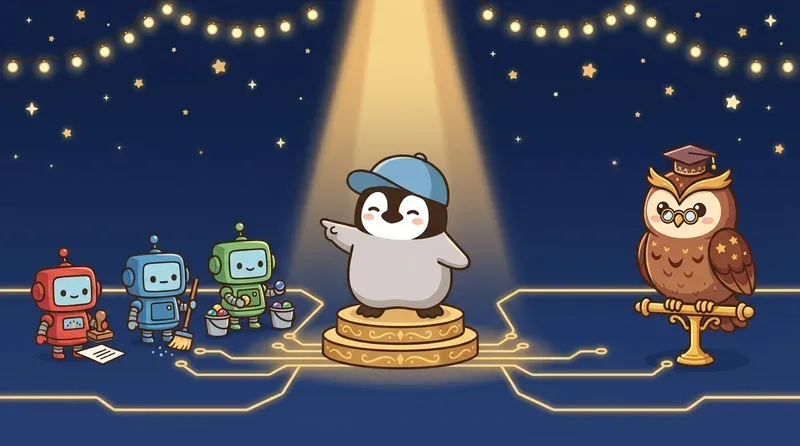 機械小助手們做重複工作，聰明的貓頭鷹只在需要判斷時才被請出來