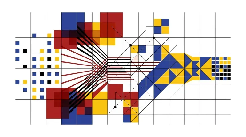 Google TurboQuant 技術意象（muller-brockmann 風格）