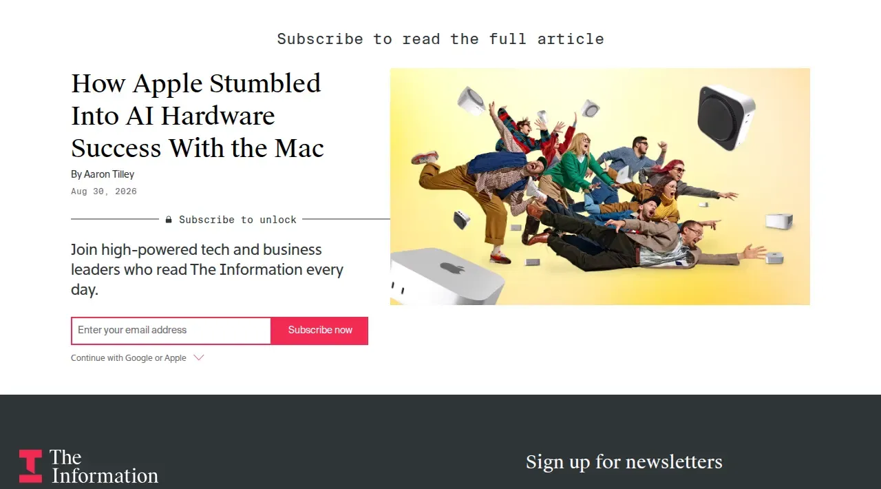 The Information 獨家報導:How Apple Stumbled Into AI Hardware Success With the Mac