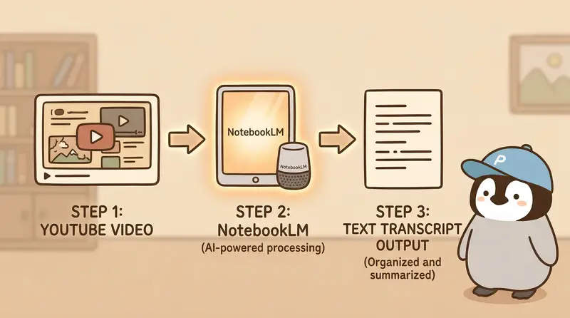 NotebookLM YouTube 逐字稿流程