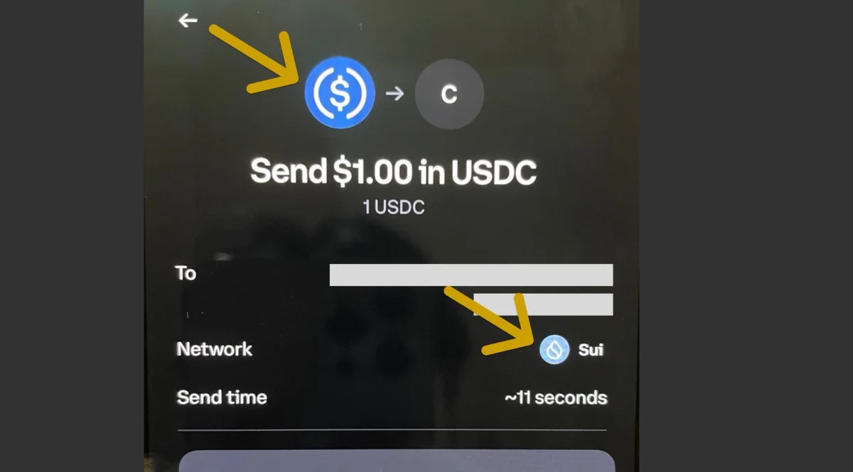 Coinbase 的發送介面範例