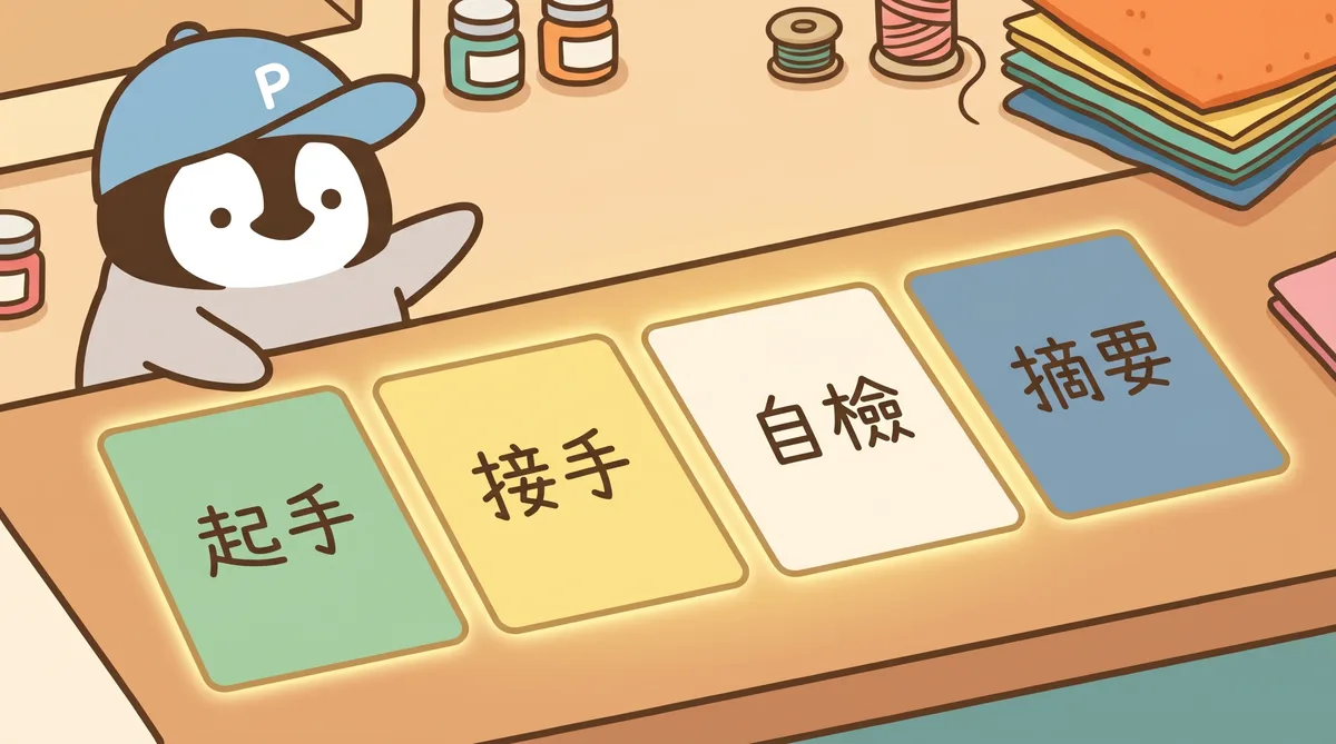 四個實用 prompt 範本：起手、接手、自檢、摘要